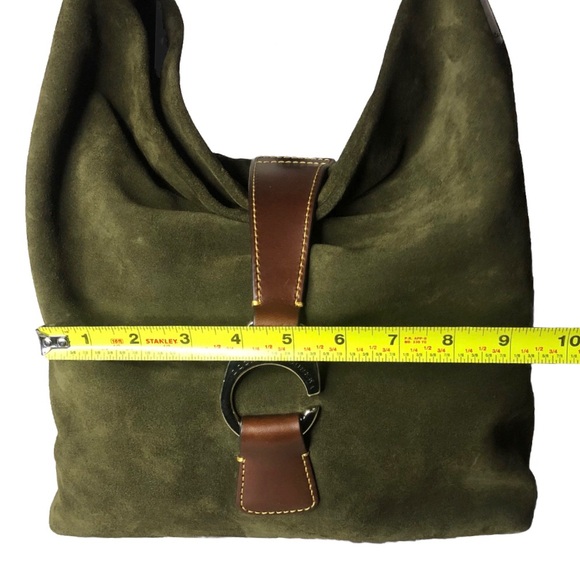 DOONEY BOURKE Olive Green Suede and Brown Leather Hobo Shoulder Bag NWOT - Picture 13 of 17